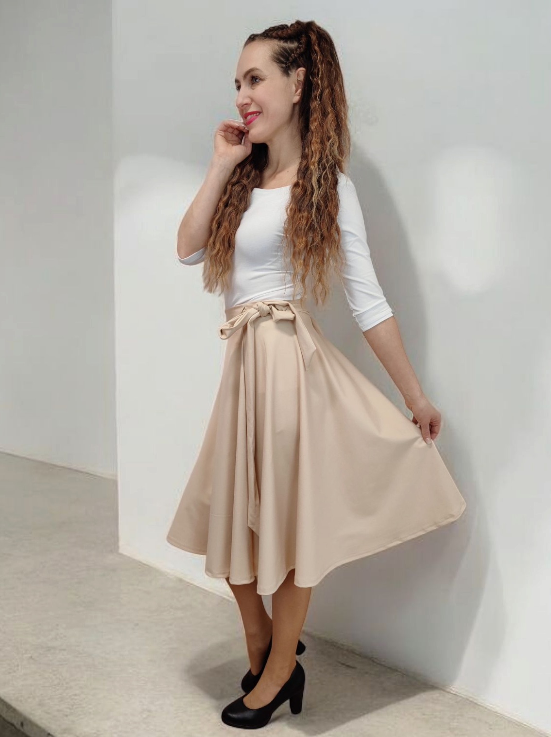 zavinovací sukně midi